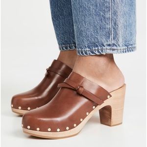 TalL Leather Platform Brown Clogs Loeffler Randall Size 12